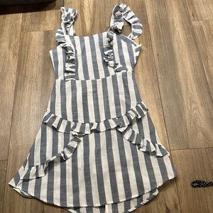 Striped square neck dress